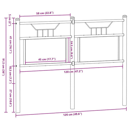 Replace Headboard Brown Oak 120 cm Engineered Wood and Steel