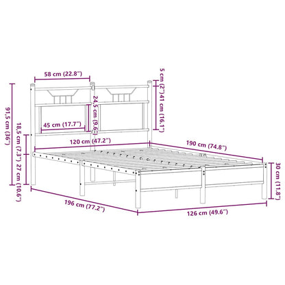 Bed Frame without Mattress Smoked Oak 120x190 cm Small Double Engineered Wood