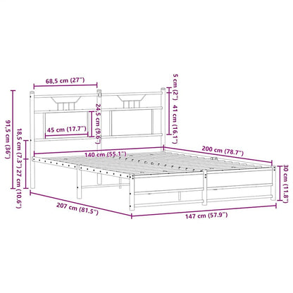 Bed Frame without Mattress Smoked Oak 140x200 cm Engineered Wood