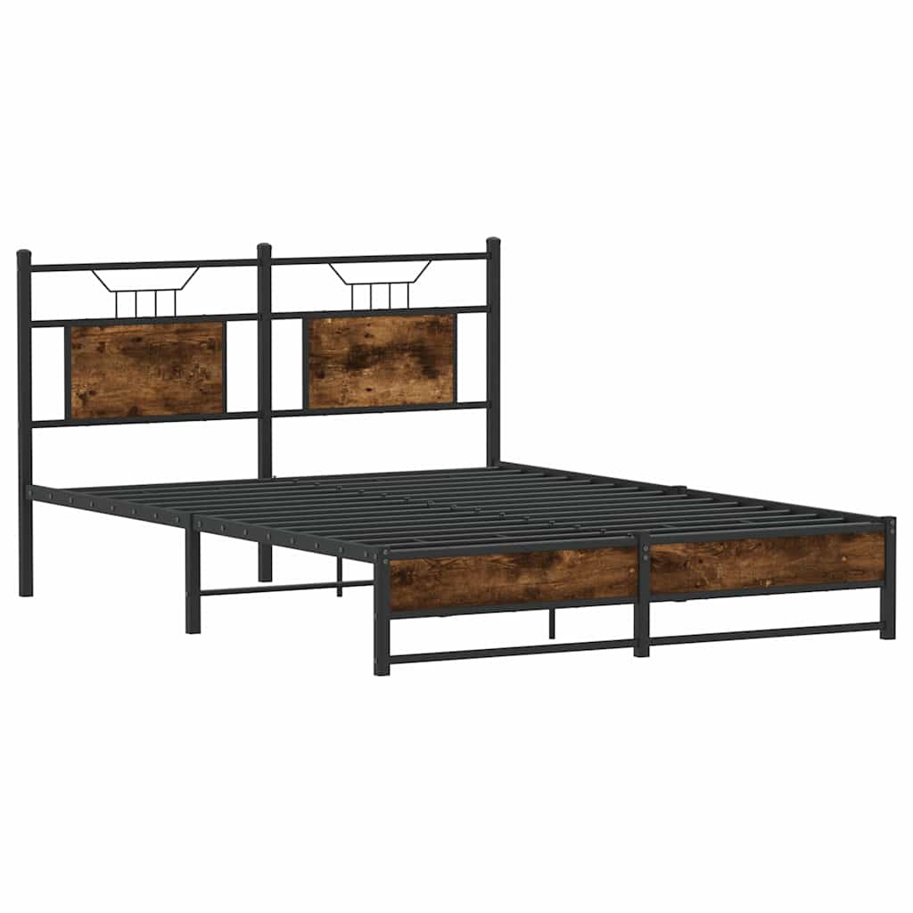 Bed Frame without Mattress Smoked Oak 150x200 cm King Size Engineered Wood