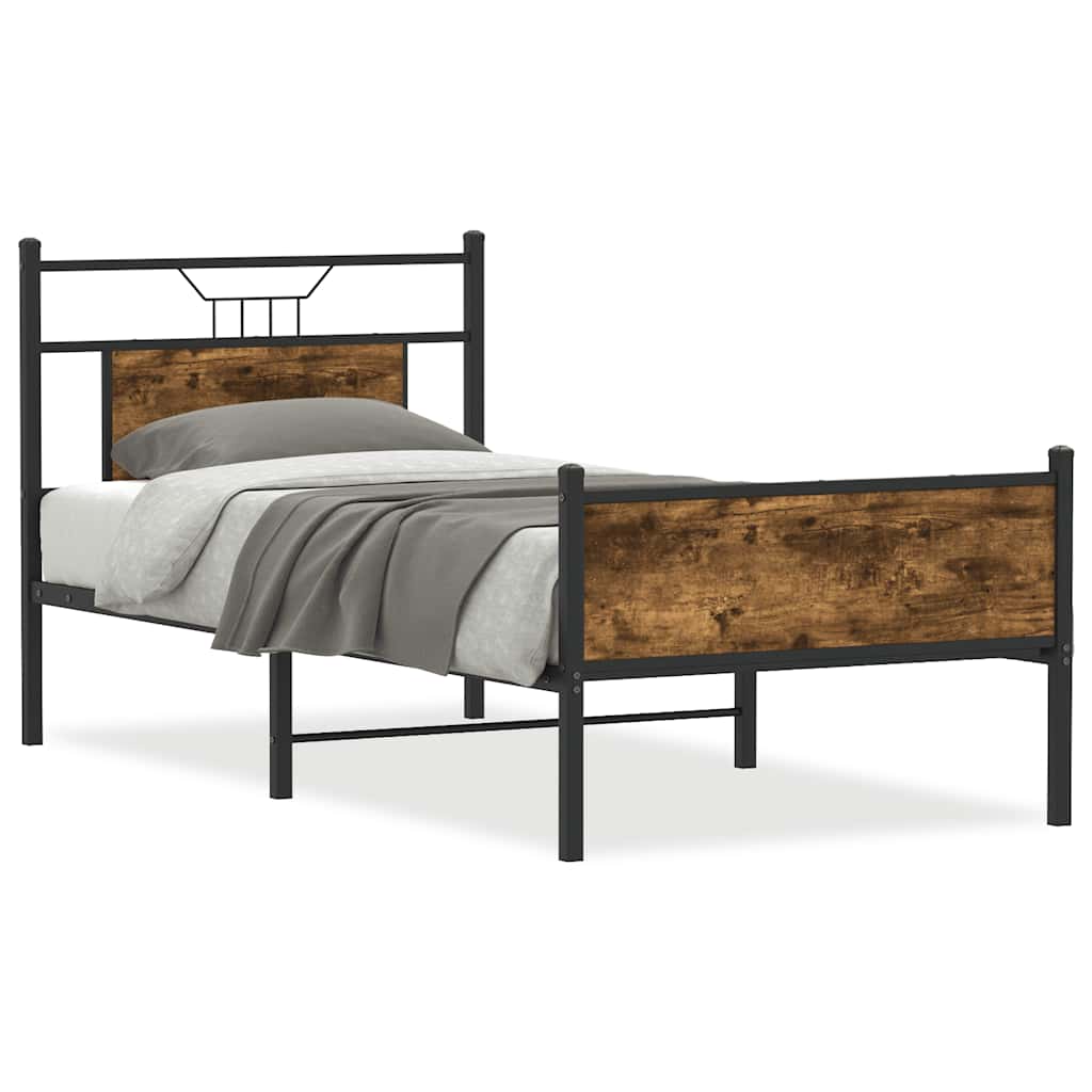 Bed Frame without Mattress Smoked Oak 80x200 cm Engineered Wood