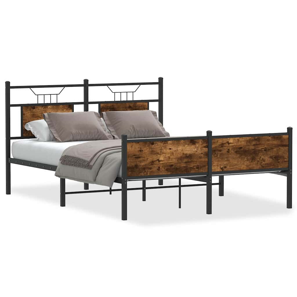 Bed Frame without Mattress Smoked Oak 150x200 cm King Size Engineered Wood