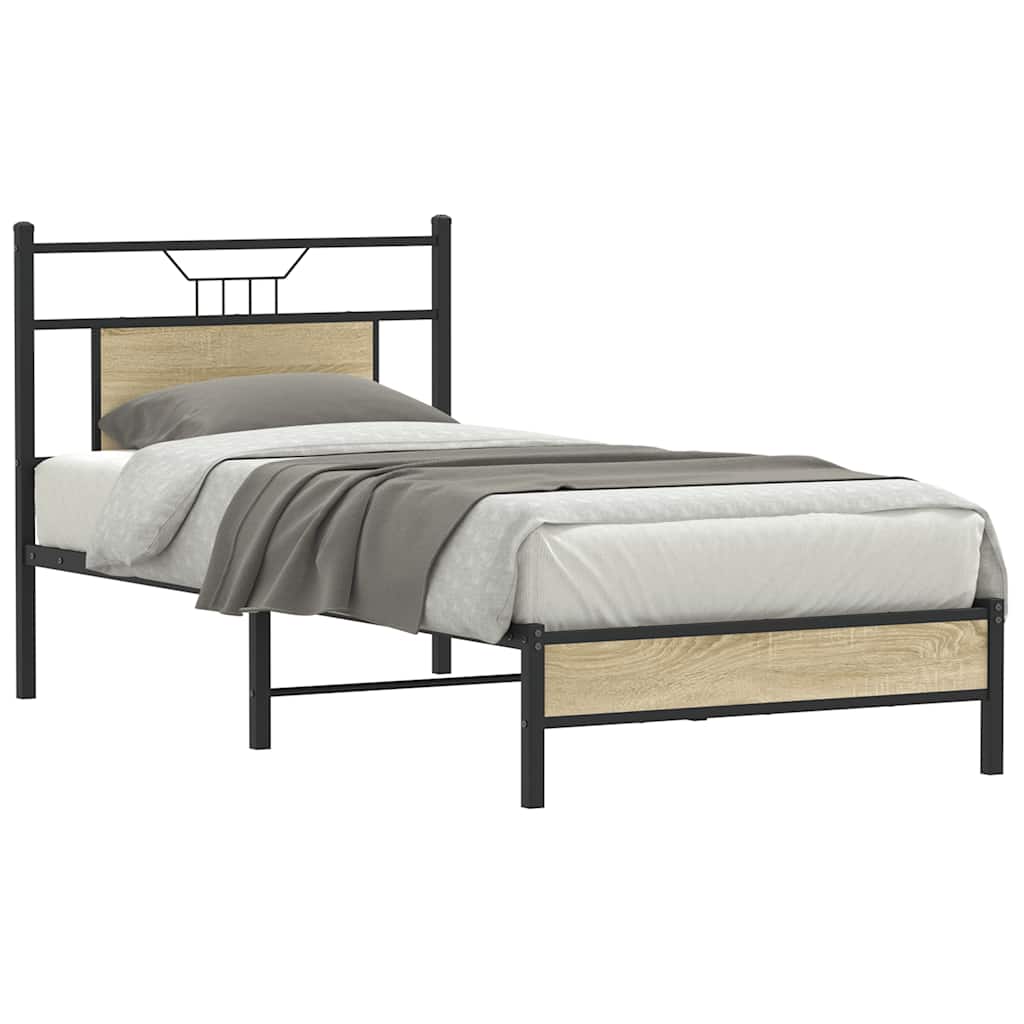 Bed Frame without Mattress Sonoma Oak 90x200 cm Engineered Wood