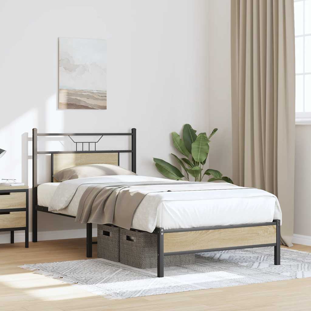 Bed Frame without Mattress Sonoma Oak 90x200 cm Engineered Wood