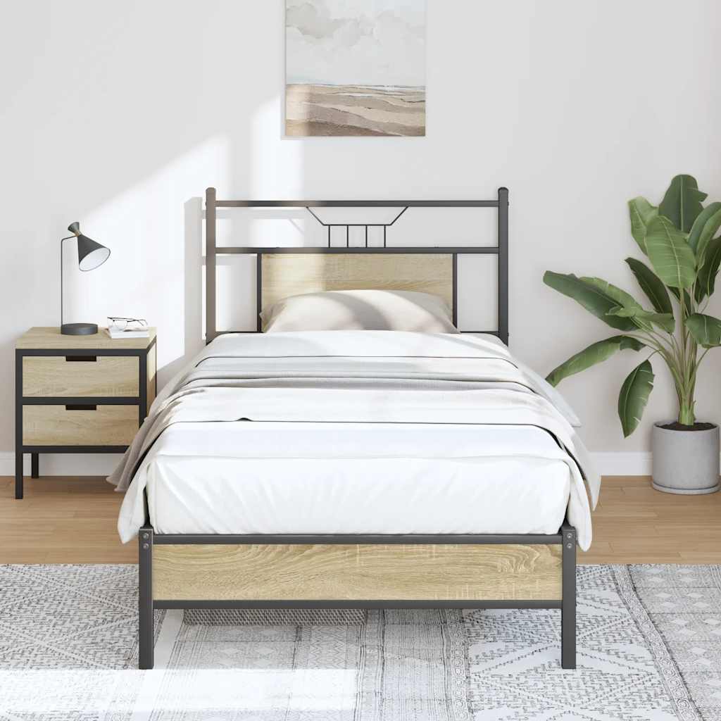 Bed Frame without Mattress Sonoma Oak 90x200 cm Engineered Wood