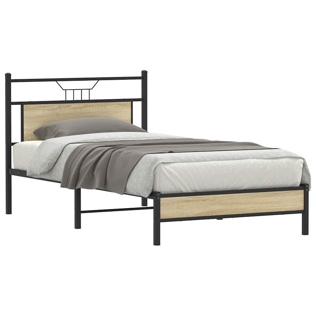 Bed Frame without Mattress Sonoma Oak 100x200 cm Engineered Wood