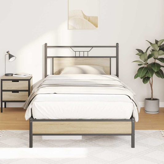 Bed Frame without Mattress Sonoma Oak 100x200 cm Engineered Wood