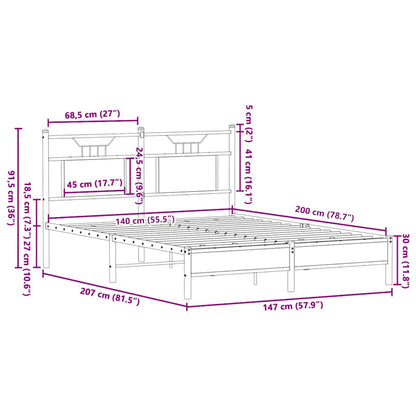 Bed Frame without Mattress Sonoma Oak 140x200 cm Engineered Wood