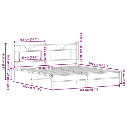 Bed Frame without Mattress Sonoma Oak 160x200 cm Engineered Wood