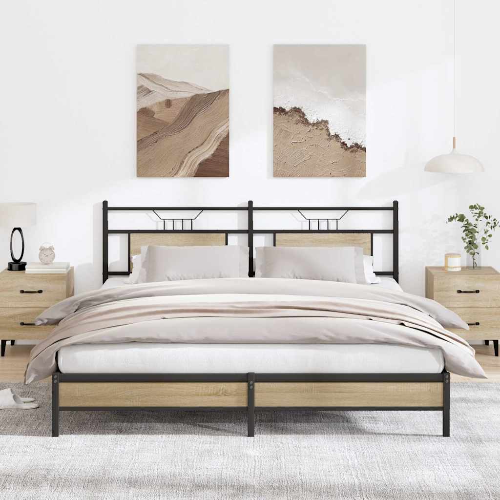 Bed Frame without Mattress Sonoma Oak 183x203 cm Engineered Wood