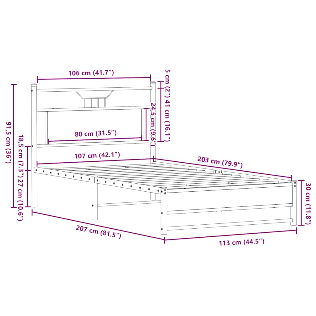 Bed Frame without Mattress Sonoma Oak 107x203 cm Engineered Wood