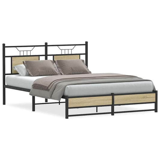 Bed Frame without Mattress Sonoma Oak 140x200 cm Engineered Wood
