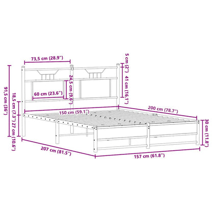 Bed Frame without Mattress Sonoma Oak 150x200 cm King Size Engineered Wood