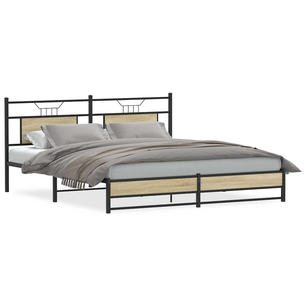 Bed Frame without Mattress Sonoma Oak 160x200 cm Engineered Wood