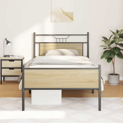 Bed Frame without Mattress Sonoma Oak 100x190 cm Engineered Wood