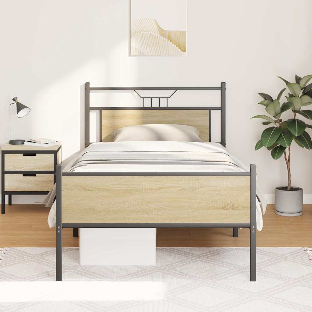 Bed Frame without Mattress Sonoma Oak 100x200 cm Engineered Wood