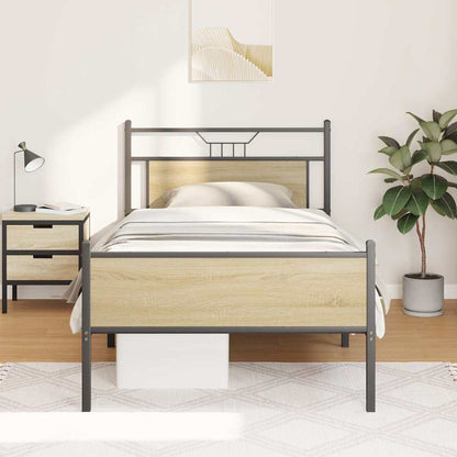 Bed Frame without Mattress Sonoma Oak 100x200 cm Engineered Wood