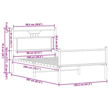 Bed Frame without Mattress Sonoma Oak 100x200 cm Engineered Wood