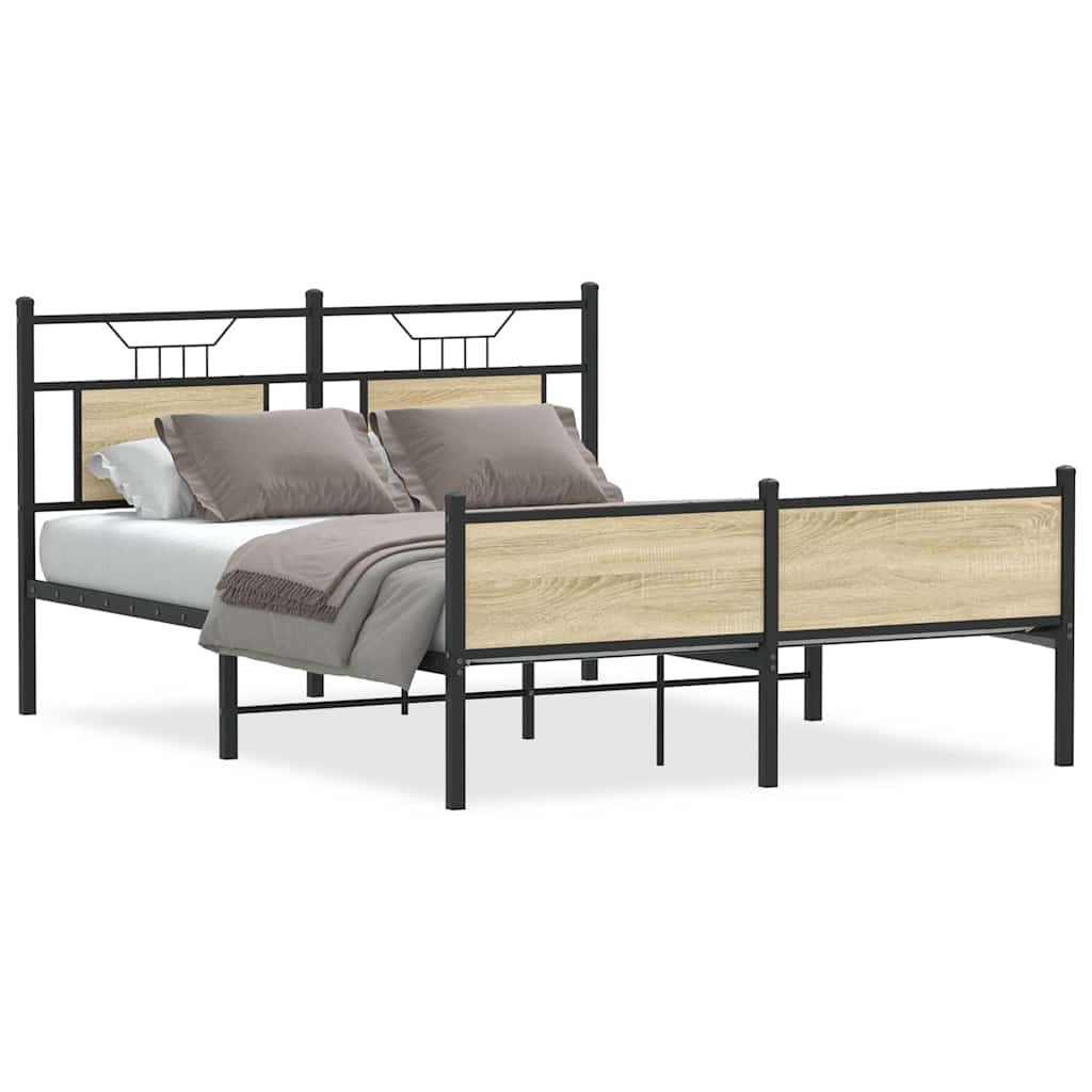 Bed Frame without Mattress Sonoma Oak 137x190 cm Engineered Wood