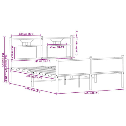 Bed Frame without Mattress Sonoma Oak 140x200 cm Engineered Wood
