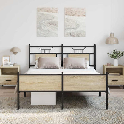 Bed Frame without Mattress Sonoma Oak 150x200 cm King Size Engineered Wood