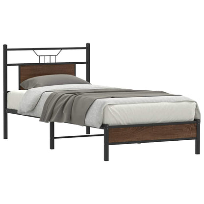Bed Frame without Mattress Brown Oak 75x190 cm Small Single Engineered Wood