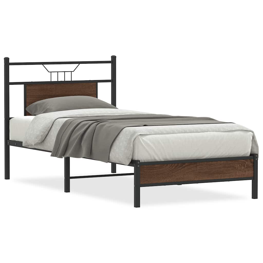 Bed Frame without Mattress Brown Oak 80x200 cm Engineered Wood