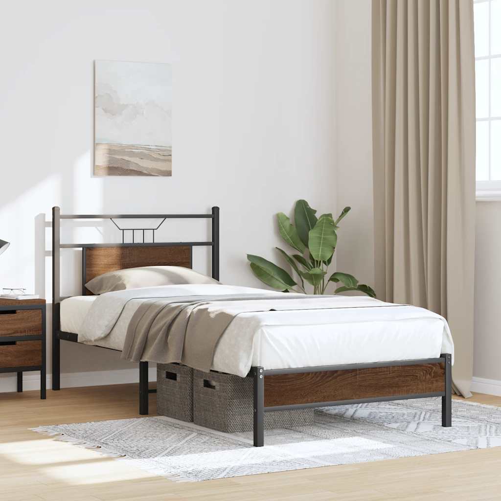 Bed Frame without Mattress Brown Oak 80x200 cm Engineered Wood