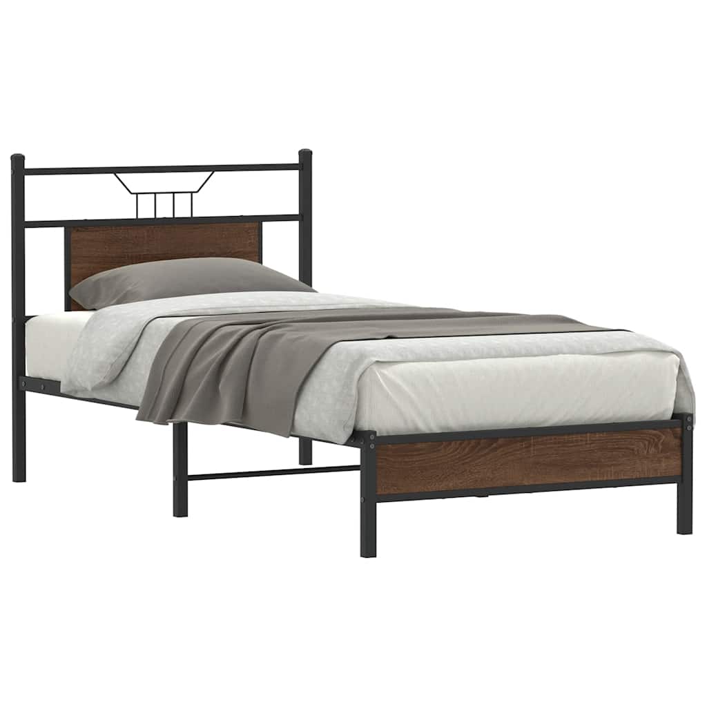 Bed Frame without Mattress Brown Oak 80x200 cm Engineered Wood