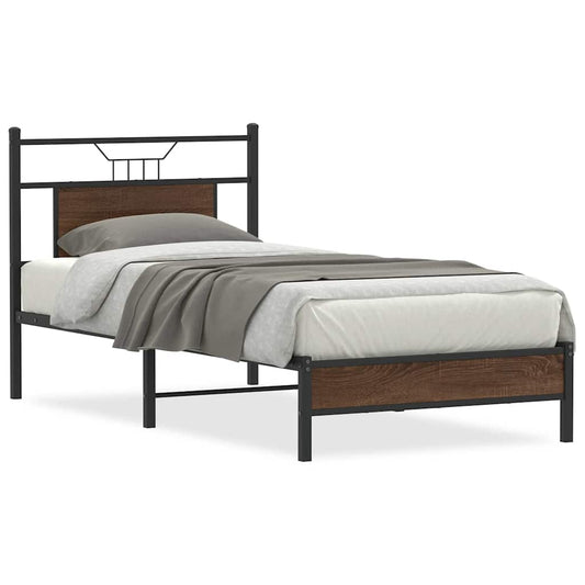 Bed Frame without Mattress Brown Oak 90x190 cm Single Engineered Wood