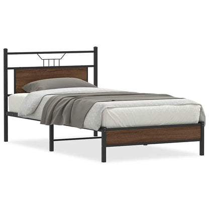 Bed Frame without Mattress Brown Oak 100x190 cm Engineered Wood