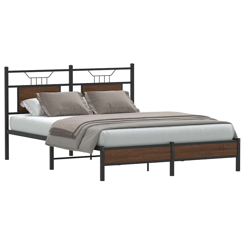Bed Frame without Mattress Brown Oak 137x190 cm Engineered Wood