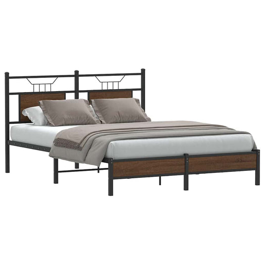 Bed Frame without Mattress Brown Oak 137x190 cm Engineered Wood