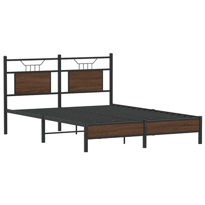Bed Frame without Mattress Brown Oak 140x190 cm Engineered Wood