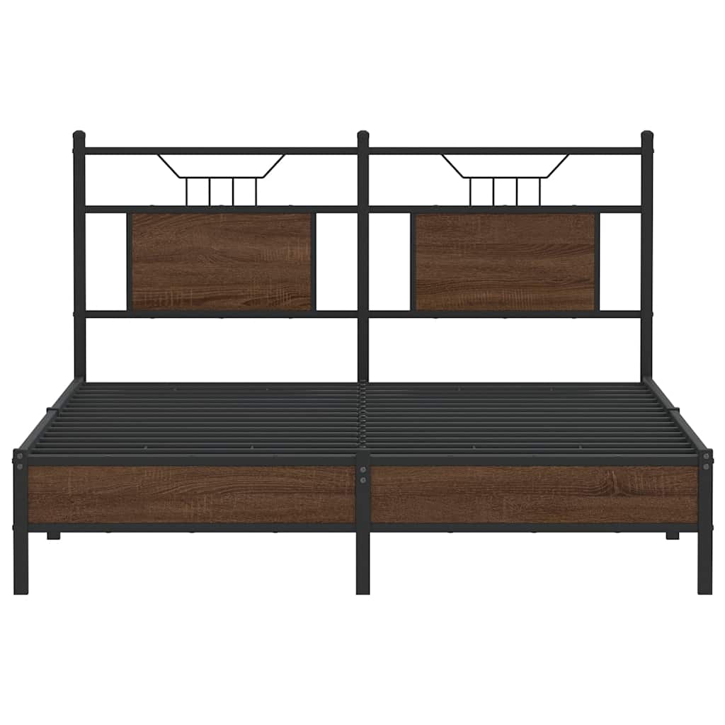 Bed Frame without Mattress Brown Oak 140x190 cm Engineered Wood