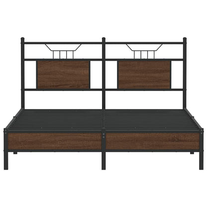 Bed Frame without Mattress Brown Oak 140x200 cm Engineered Wood
