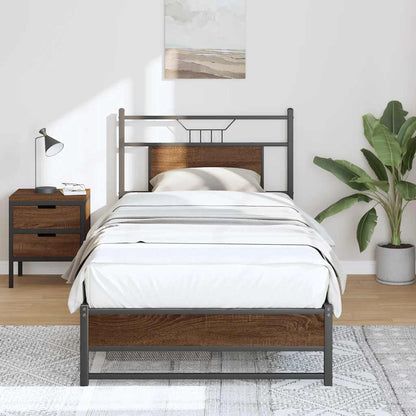 Bed Frame without Mattress Brown Oak 75x190 cm Small Single Engineered Wood