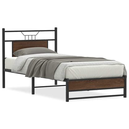Bed Frame without Mattress Brown Oak 90x200 cm Engineered Wood