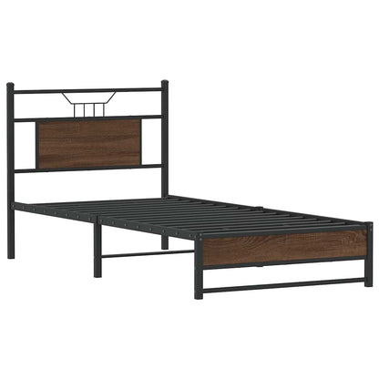 Bed Frame without Mattress Brown Oak 90x200 cm Engineered Wood