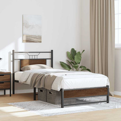 Bed Frame without Mattress Brown Oak 90x200 cm Engineered Wood