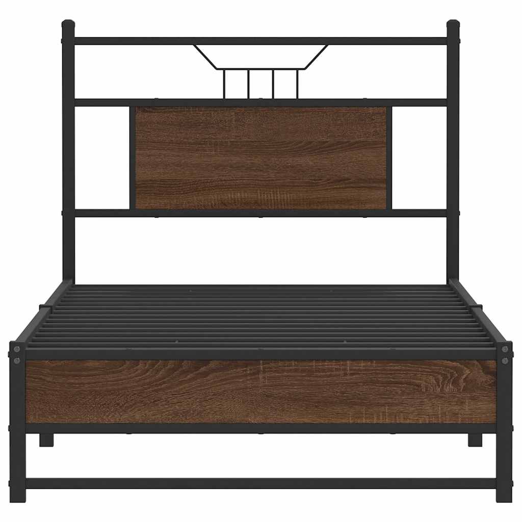 Bed Frame without Mattress Brown Oak 90x200 cm Engineered Wood