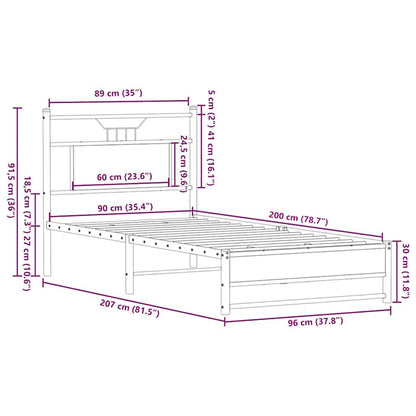 Bed Frame without Mattress Brown Oak 90x200 cm Engineered Wood