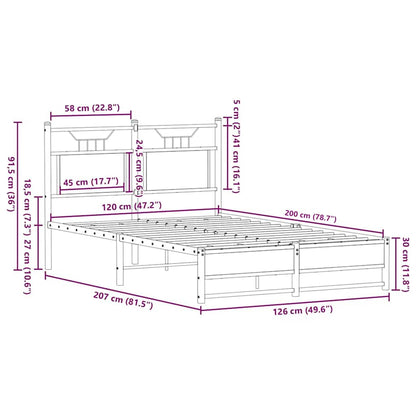 Bed Frame without Mattress Brown Oak 120x200 cm Engineered Wood