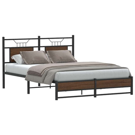 Bed Frame without Mattress Brown Oak 140x190 cm Engineered Wood