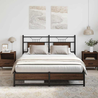 Bed Frame without Mattress Brown Oak 140x200 cm Engineered Wood