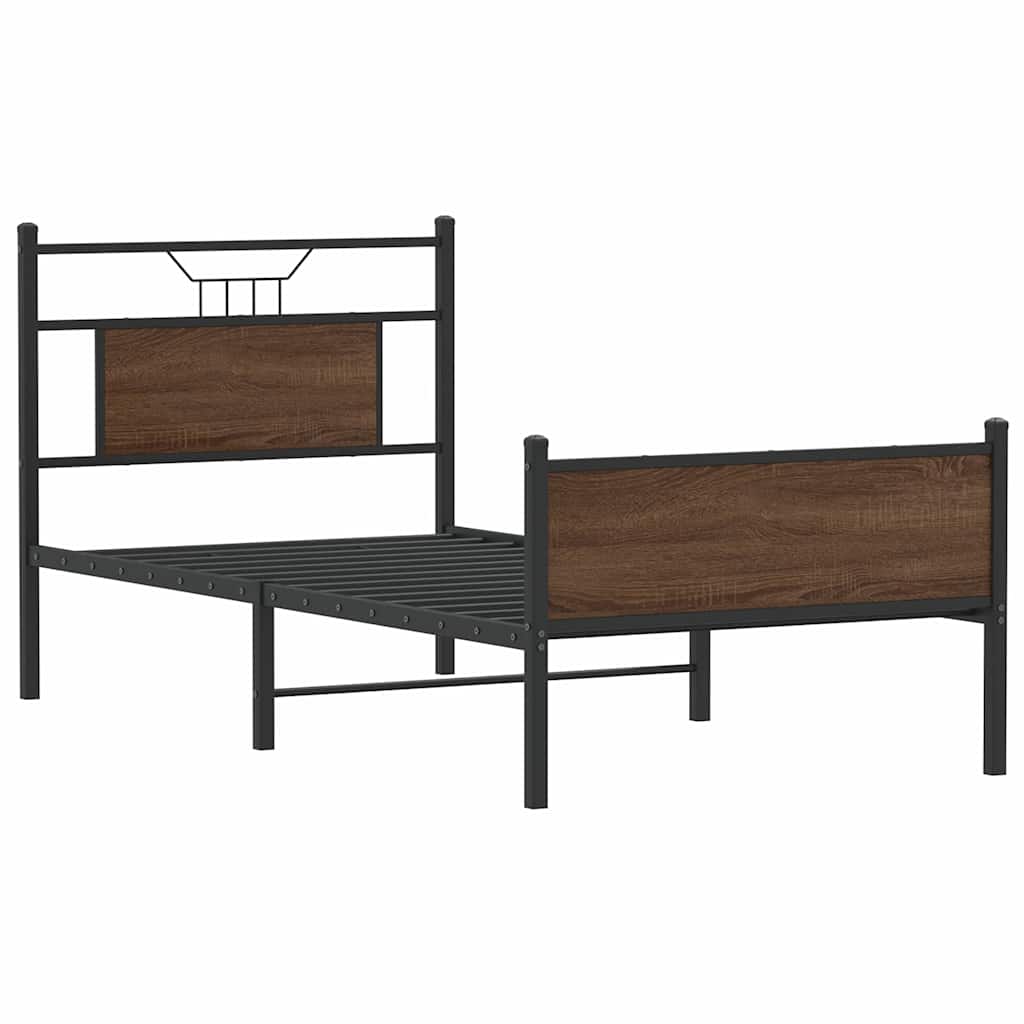 Bed Frame without Mattress Brown Oak 90x200 cm Engineered Wood