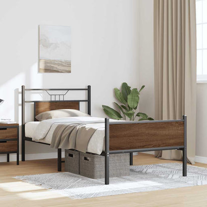 Bed Frame without Mattress Brown Oak 90x200 cm Engineered Wood