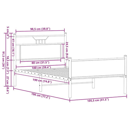 Bed Frame without Mattress Brown Oak 100x190 cm Engineered Wood