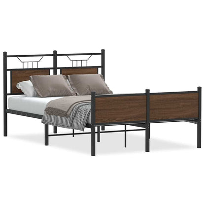 Bed Frame without Mattress Brown Oak 120x190 cm Small Double Engineered Wood