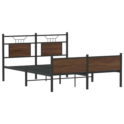 Bed Frame without Mattress Brown Oak 140x190 cm Engineered Wood